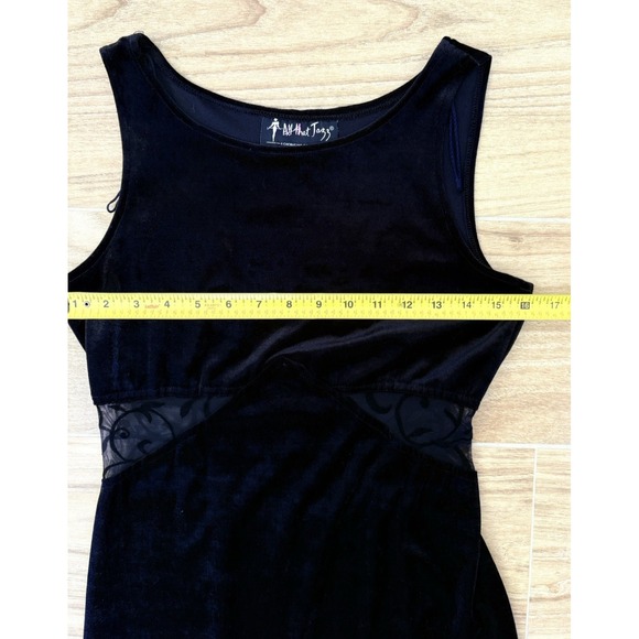 Vtg 90s All That Jazz Velvet Lace Holiday Peek-a-Boo Maxi Dress M Cutouts - Picture 9 of 11